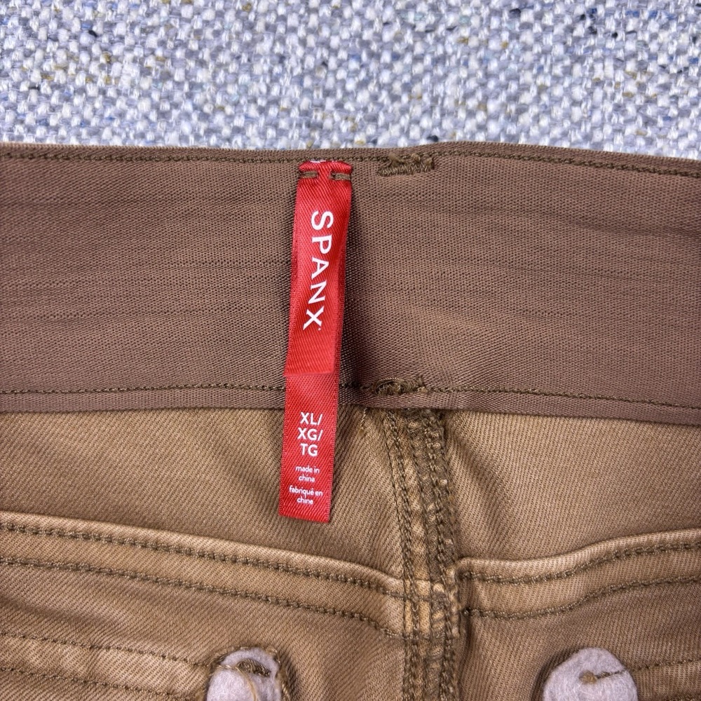 SPANX Stretch Twill Ankle Cargo Pants Honey Glow Brown Women Pull On Slim Sz XL - Picture 3 of 8